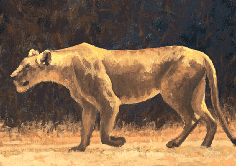 Ölgemälde einer Löwin von Philipp Schomaker